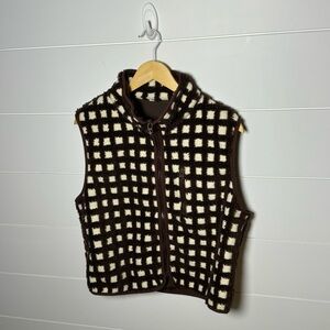 Brown and White Checkered Women's Vest